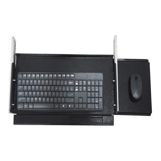 LEPOSE Metal Keyboard Drawer Tray with Mouse Tray and with Heavy Duty Telescopic Channel and Mouse pad (Black)…